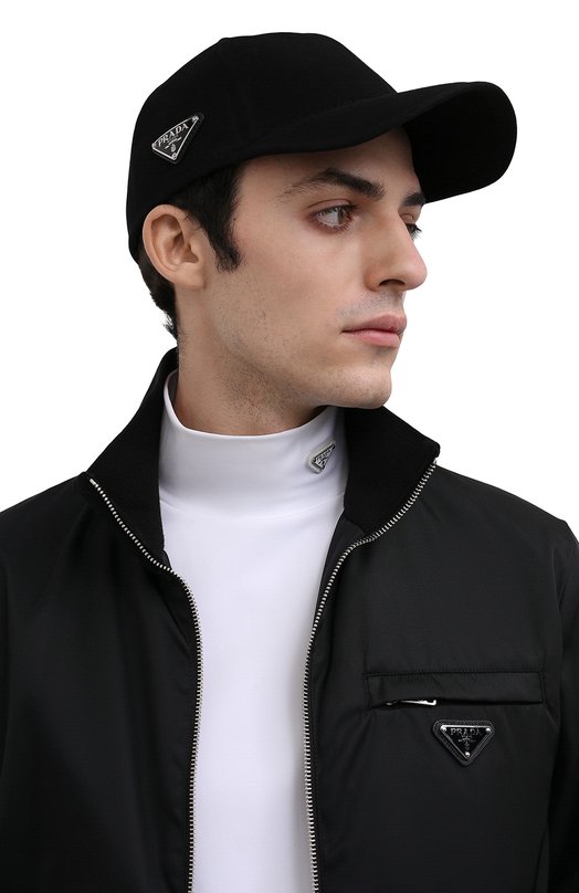 Шерстяная бейсболка Prada 2HC249-2DUF-F0002 Чёрный  2HC249-2DUF-F0002 Фото 2