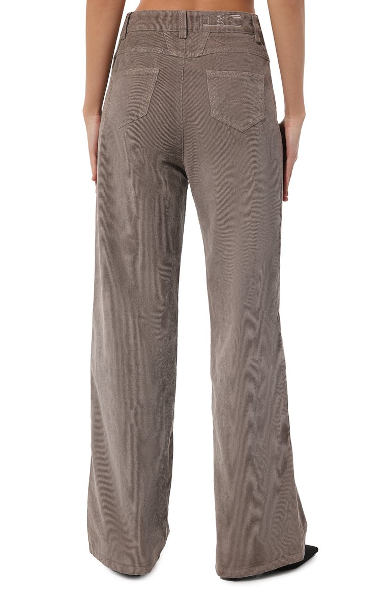 Женские вельветовые брюки KITON серого цвета, арт. DJ56109XC5054 | Фото 4 (Длина (брюки, джинсы): Стандартные; Материал внешний: Хлопок; Стили: Кэжуэл; Силуэт Ж (брюки и джинсы): Широкие; Женское Кросс-КТ: Брюки-одежда)