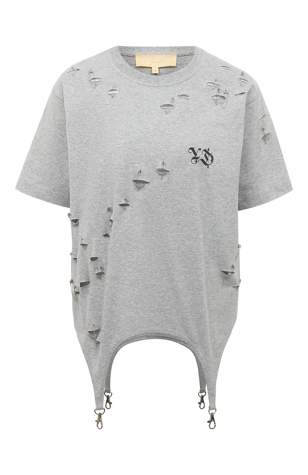 Хлопковая футболка YANA DRESS серого цвета по цене 34000 руб., арт. 1-17-036-700ПБ, фото 1 Хлопковая футболка YANA DRESS, арт. 1-17-036-700ПБ, фото 1
