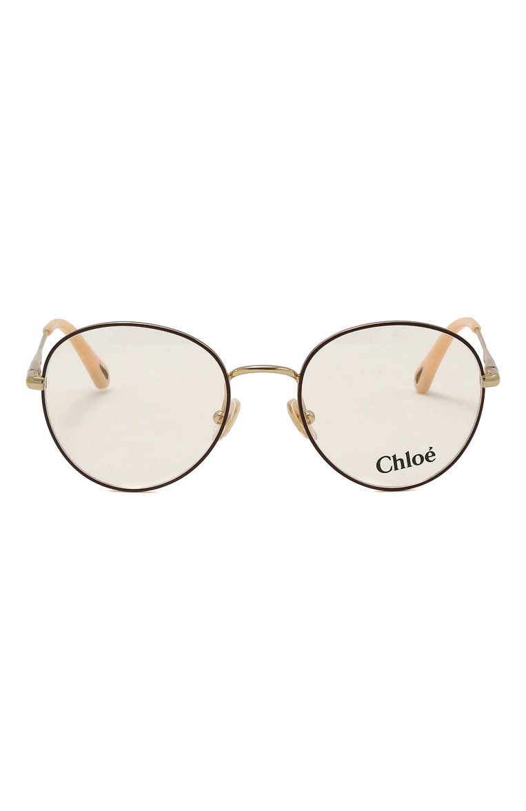 Женские оправа CHLOÉ золотого цвета, арт. CH0021 010 | Фото 3 (Тип очков: Оправа; Материал: Металл; Нос: Не проставлено; Региональные ограничения белый список (Axapta Mercury): Не проставлено; Оптика Гендер: оптика-женское; Очки форма: Круглые)