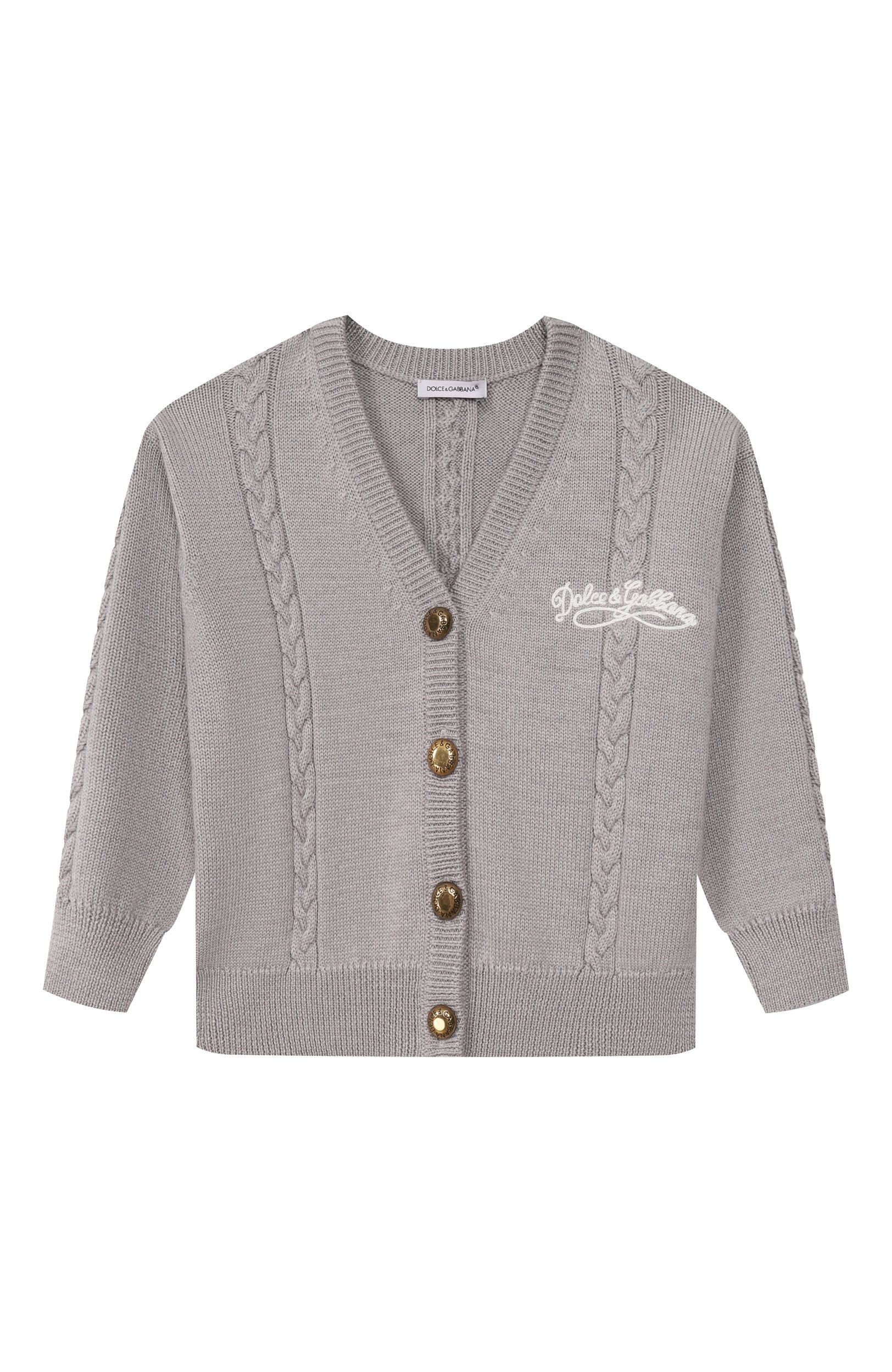 Шерстяной кардиган DOLCE & GABBANA серого цвета по цене 84100 руб., арт. L5KWNB/JDVGX, фото 1 Шерстяной кардиган DOLCE & GABBANA, арт. L5KWNB/JDVGX, фото 1