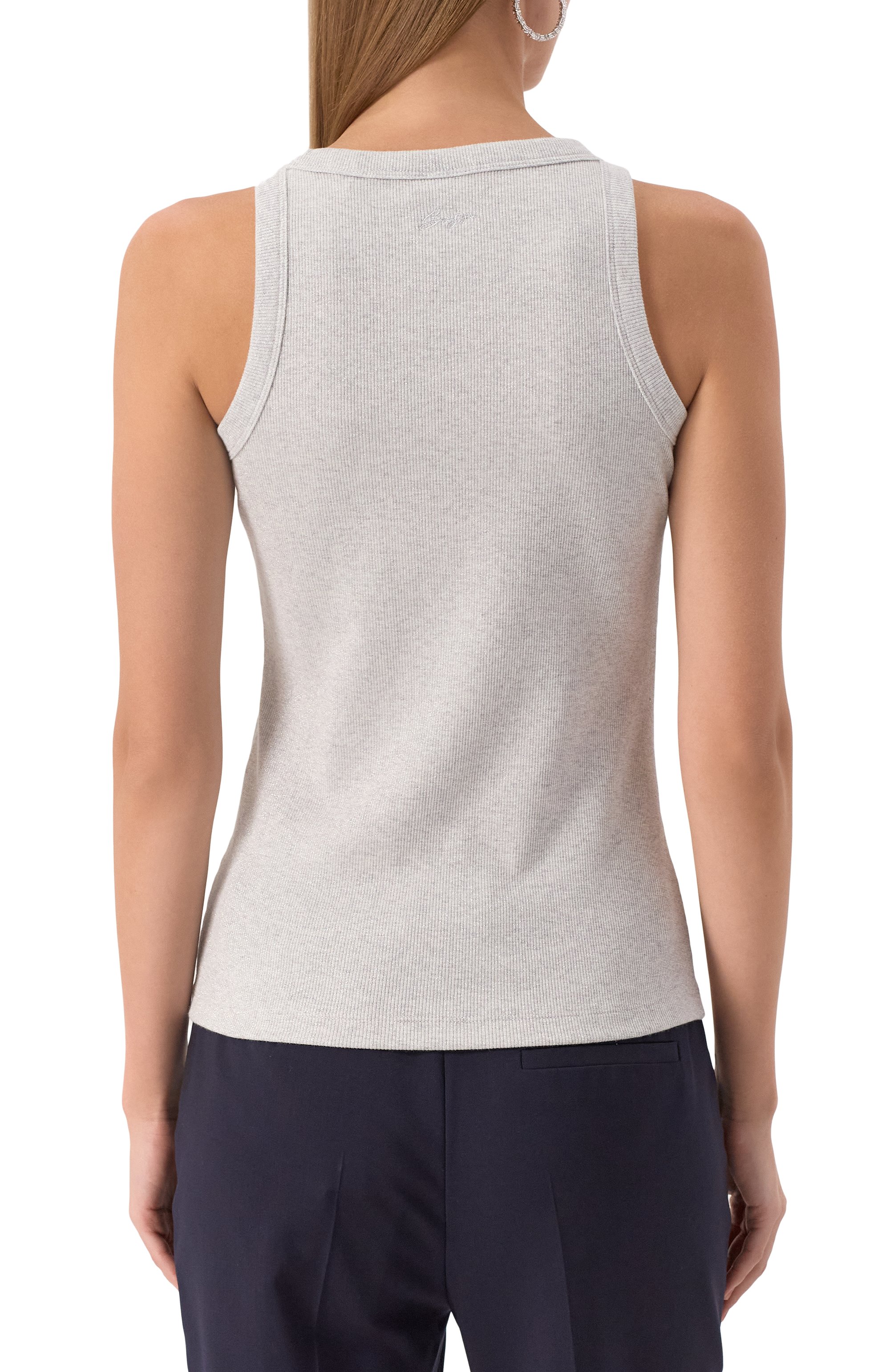 Хлопковая майка BOSS ORANGE серого цвета по цене 5975 руб., арт. 50535744, фото 4 Хлопковая майка BOSS ORANGE, арт. 50535744, фото 4