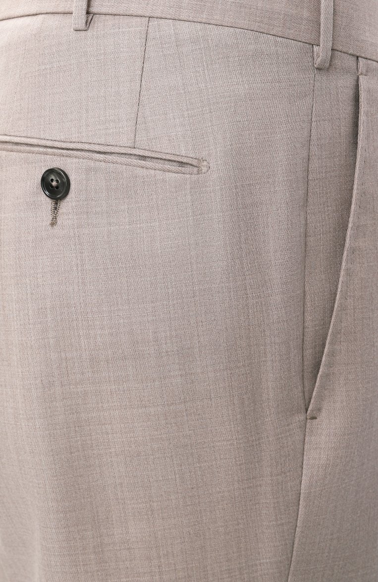 Мужские шерстяные брюки ZEGNA светло-коричневого цвета, арт. 75TB12/811F34A8 | Фото 6 (Материал внешний: Шерсть; Длина (брюки, джинсы): Стандартные; Случай: Повседневный; Стили: Кэжуэл; Автоматизация состава: Проставлено; Автоматизация ТО: Проставлено)