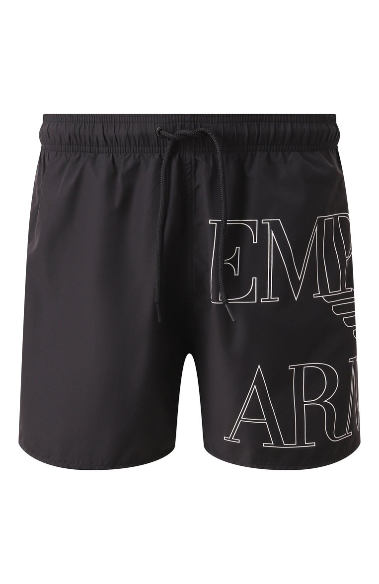 Мужские плавки-шорты EMPORIO ARMANI черного цвета, арт. EM000583/AF12326 | Фото 1 (Материал сплава: Проставлено; Нос: Не проставлено; Мужское Кросс-КТ: плавки-шорты; Принт: С принтом; Материал внешний: Синтетический материал)