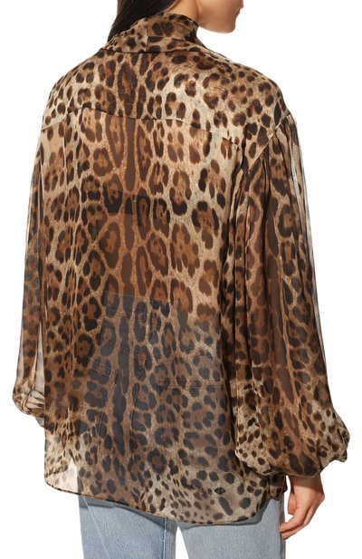 Шелковая блузка DOLCE & GABBANA леопардового цвета по цене 151500 руб., арт. F5P73T/FS1AR, фото 4 Шелковая блузка DOLCE & GABBANA, арт. F5P73T/FS1AR, фото 4