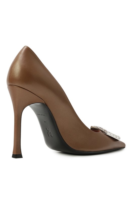 Текстильные туфли Camelia 105 Amina Muaddi CAMELIA PUMP 105 Коричневый  CAMELIA PUMP 105 Фото 5