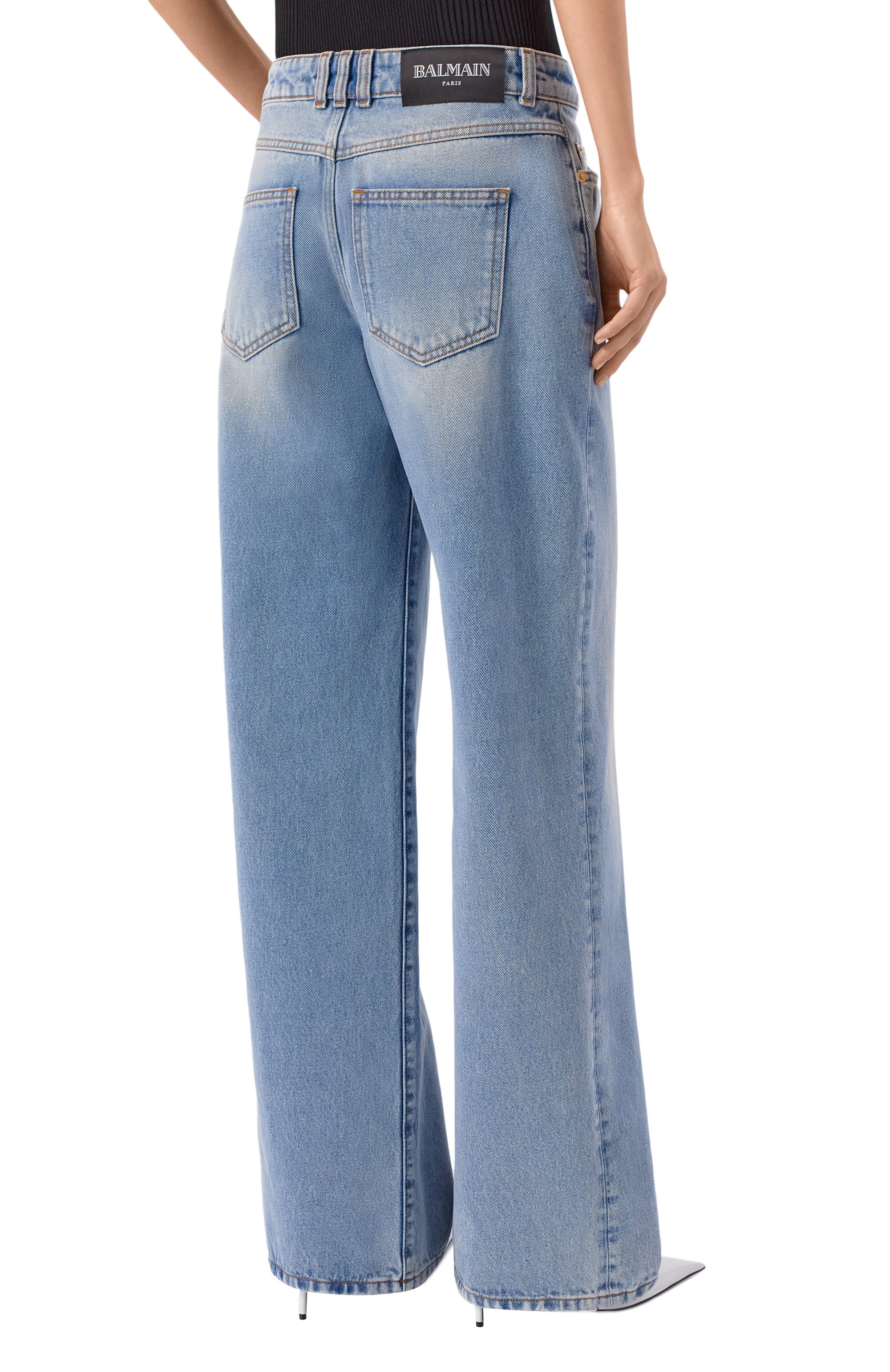 Джинсы BALMAIN голубого цвета по цене 117500 руб., арт. FF0MI051/DF97, фото 4 Джинсы BALMAIN, арт. FF0MI051/DF97, фото 4