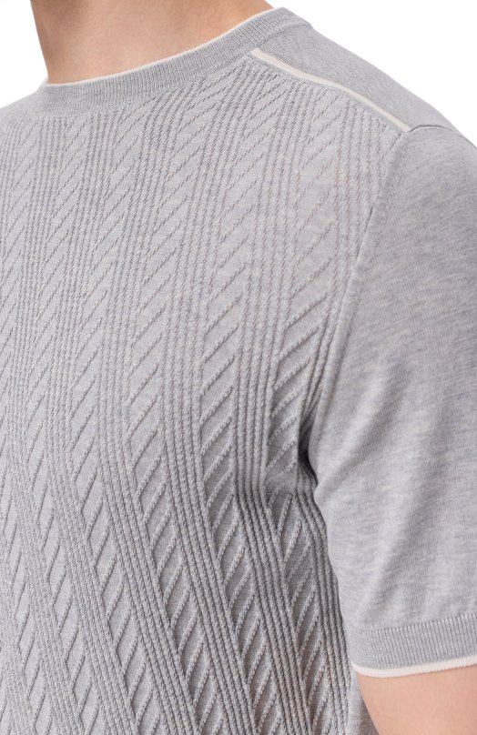 Джемпер из хлопка и шелка Andrea Campagna SU26ST200-00/FST262 Серый  SU26ST200-00/FST262 Фото 5