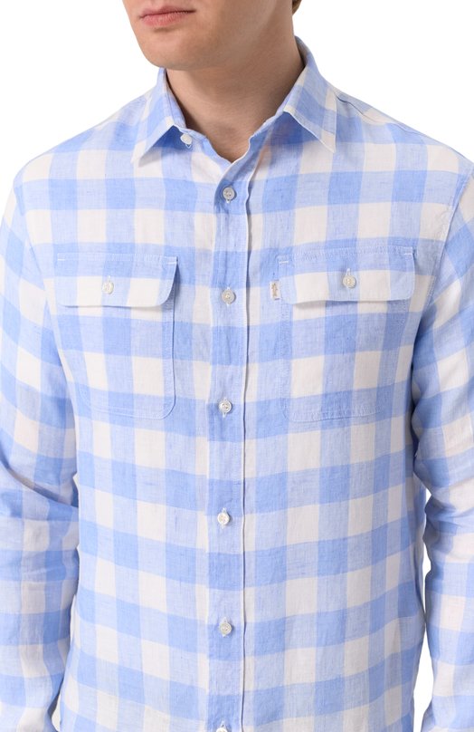 Льняная рубашка Paul&Shark 25413286 Голубой  25413286 Фото 5