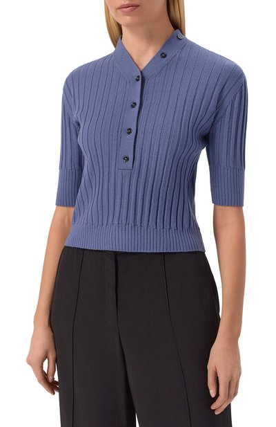 Шерстяной пуловер IRO синего цвета по цене 42400 руб., арт. WP12LUNEA, фото 3 Шерстяной пуловер IRO, арт. WP12LUNEA, фото 3