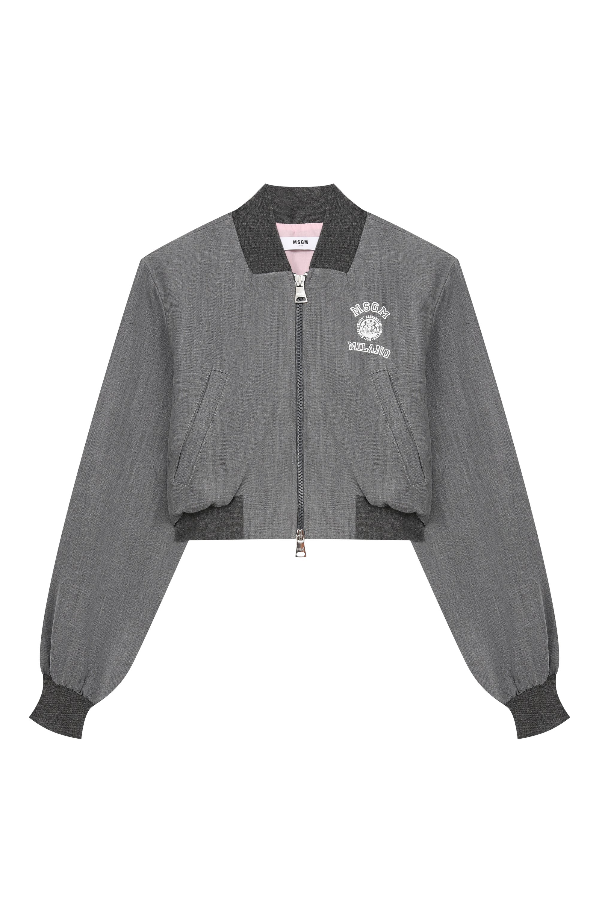 Бомбер MSGM KIDS темно-серого цвета по цене 26350 руб., арт. S6MSJGB0309, фото 1 Бомбер MSGM KIDS, арт. S6MSJGB0309, фото 1