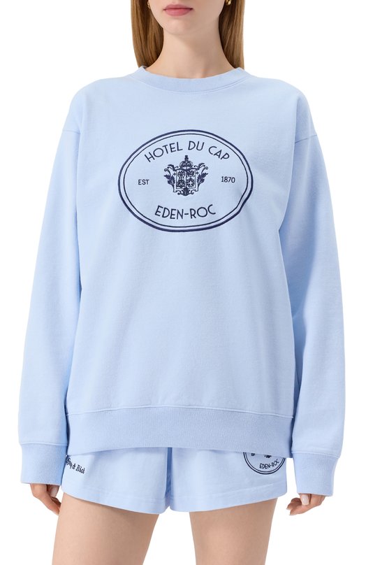 Хлопковый свитшот Sporty & Rich x Hotel Eden Roc Sporty and Rich ST07160621BL90 Голубой  ST07160621BL90 Фото 3