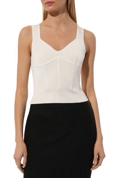Топ из вискозы и хлопка NINA RICCI белого цвета по цене 47900 руб., арт. 24PMPU018, фото 3 Топ из вискозы и хлопка NINA RICCI, арт. 24PMPU018, фото 3