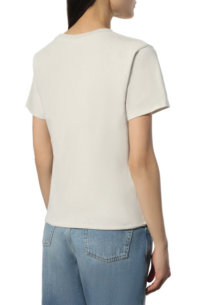 Хлопковая футболка SAINT LAURENT белого цвета по цене 38250 руб., арт. 686229/Y36QP, фото 4 Хлопковая футболка SAINT LAURENT, арт. 686229/Y36QP, фото 4