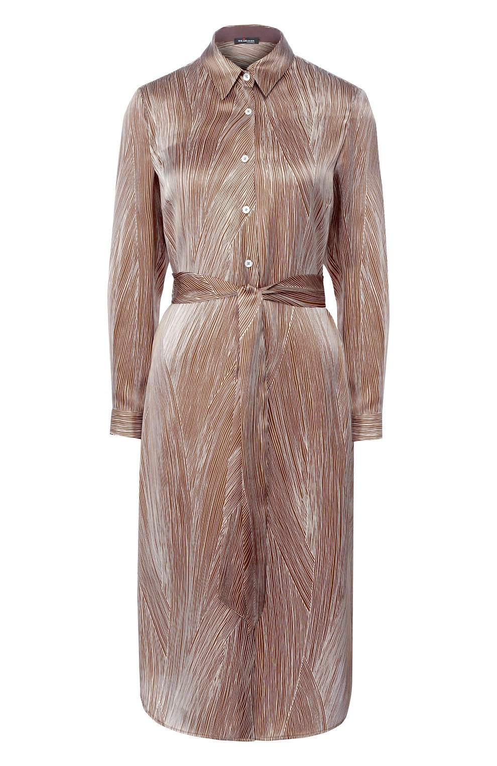 Шелковое платье KITON коричневого цвета по цене 129500 руб., арт. D49353K09S83, фото 1 Шелковое платье KITON, арт. D49353K09S83, фото 1