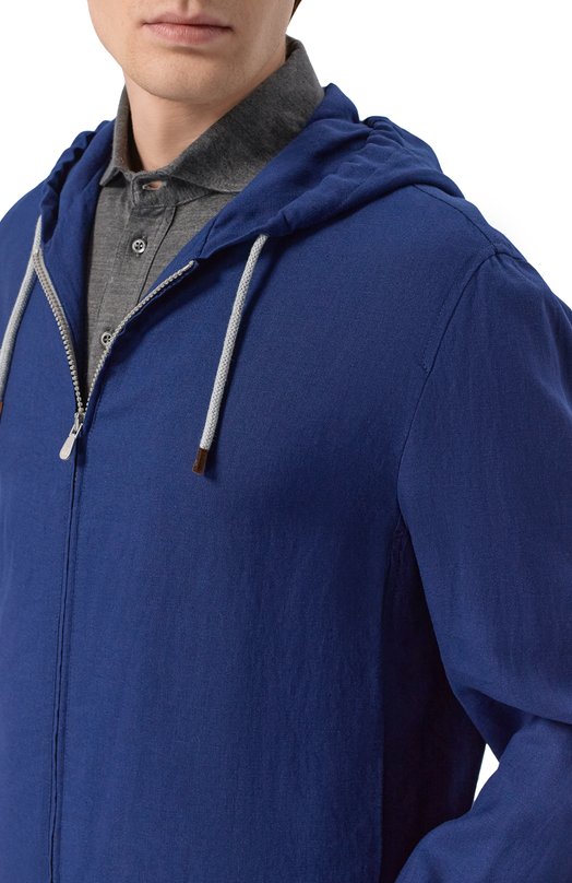 Бомбер изо льна и шерсти Brunello Cucinelli MW4946873 Синий  MW4946873 Фото 5