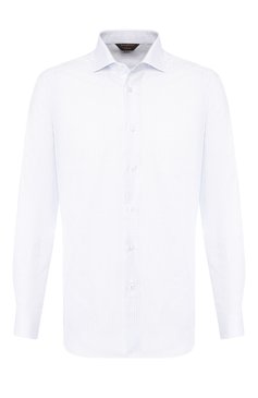 Мужская хлопковая сорочка ZEGNA белого цвета, арт. 602072/9NS0LB | Фото 1 (Материал внешний: Хлопок; Статус проверки: Проверено, Проверена категория; Мужское Кросс-КТ: Сорочка-одежда; Рукава: Длинные; Длина (для топов): Стандартные; Случай: Формальный; Принт: Однотонные; Манжеты: На пуговицах; Воротник: Акула; Драгоценные камни: Проставлено; Материал сплава: Проверено, Проставлено; Стили: Кэжуэл)