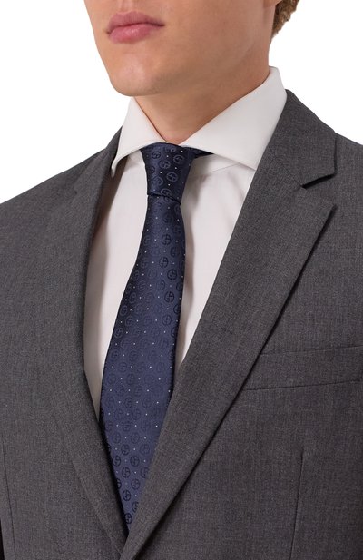 Шелковый галстук GIORGIO ARMANI темно-синего цвета по цене 25250 руб., арт. GM000800/TE16574, фото 2 Шелковый галстук GIORGIO ARMANI, арт. GM000800/TE16574, фото 2