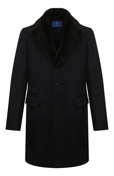 Мужской пальто с воротником из меха нутрии ANDREA CAMPAGNA, арт. 24U039