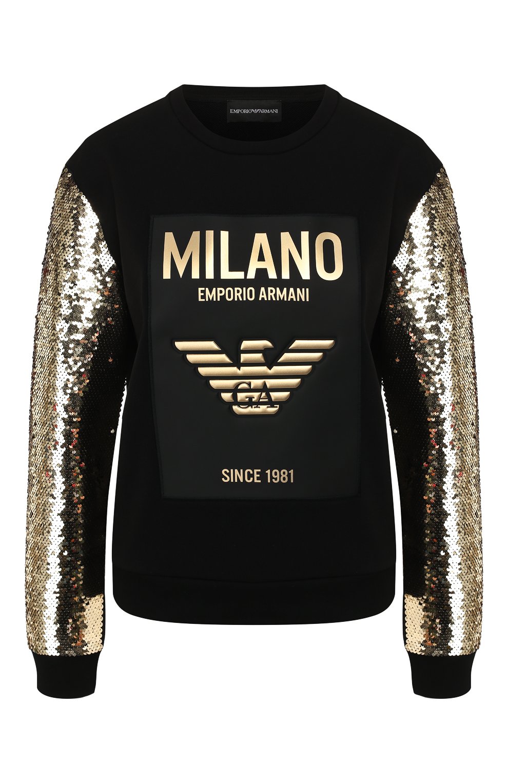 Хлопковый свитшот EMPORIO ARMANI черного цвета по цене 44150 руб., арт. 3H2M6T/2JVTZ, фото 1 Хлопковый свитшот EMPORIO ARMANI, арт. 3H2M6T/2JVTZ, фото 1