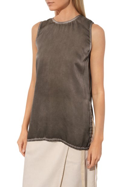 Шелковый топ UMA WANG темно-коричневого цвета по цене 68400 руб., арт. UW1077, фото 3 Шелковый топ UMA WANG, арт. UW1077, фото 3