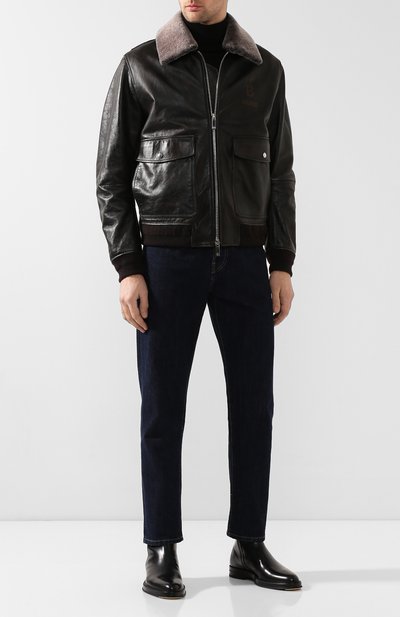 Кожаный бомбер с меховой отделкой BERLUTI коричневого цвета по цене 548500 руб., арт. R16LBL53-001, фото 2 Кожаный бомбер с меховой отделкой BERLUTI, арт. R16LBL53-001, фото 2