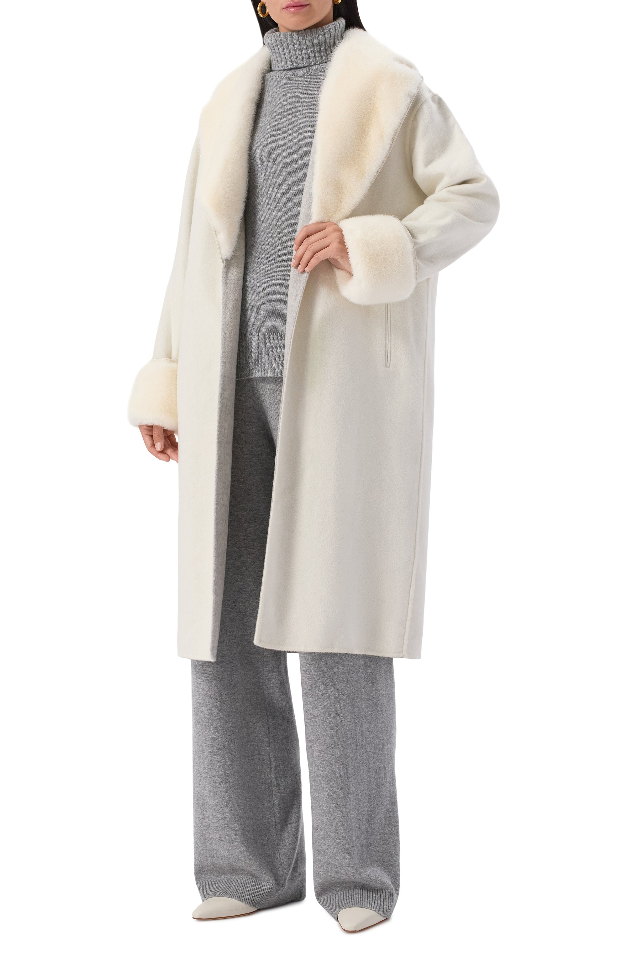 Кашемировое пальто с отделкой из норки KITON, арт. D60621DK0541A01, фото 2