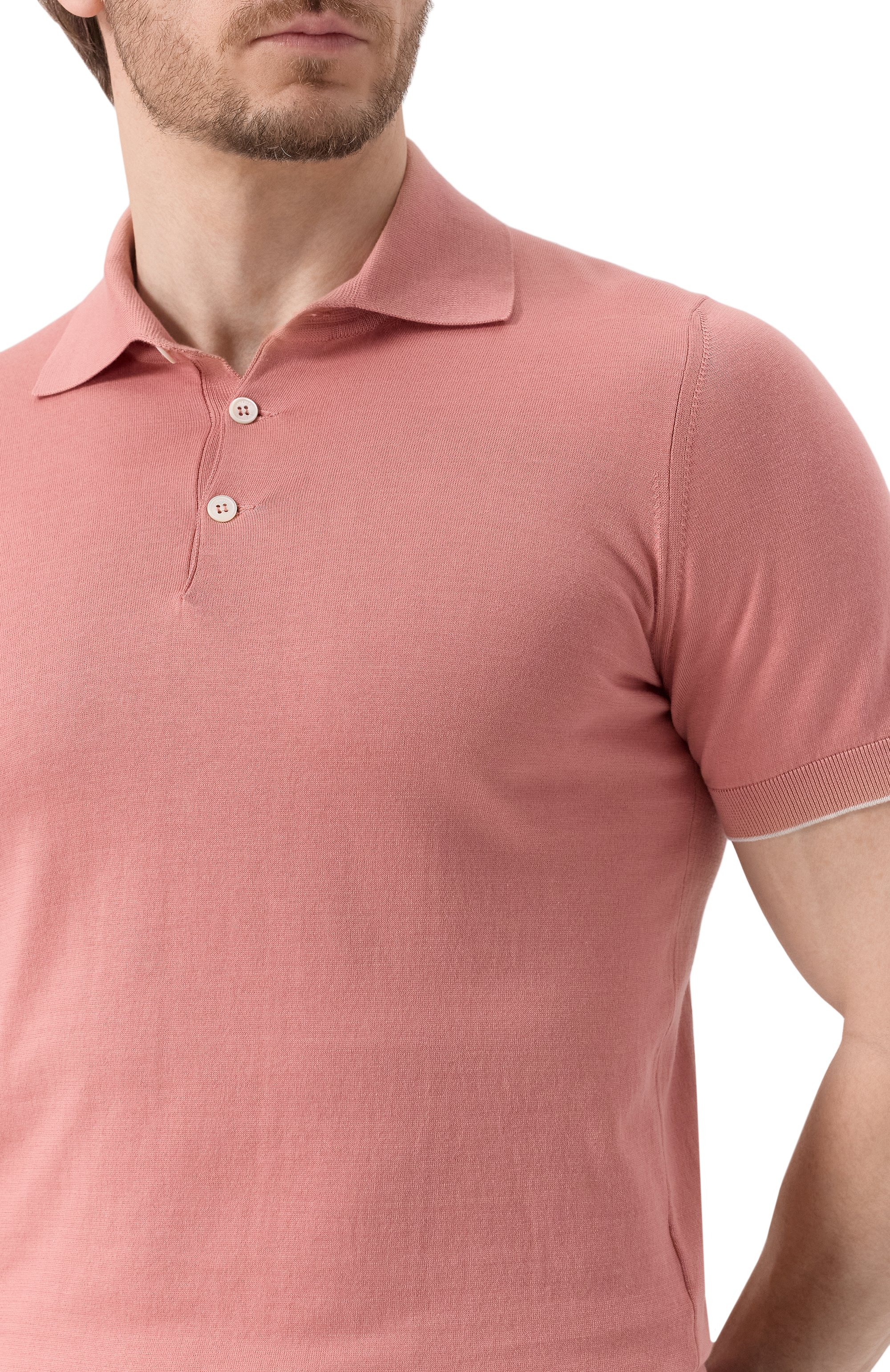 Хлопковое поло BRUNELLO CUCINELLI кораллового цвета по цене 74450 руб., арт. M29800125, фото 5 Хлопковое поло BRUNELLO CUCINELLI, арт. M29800125, фото 5