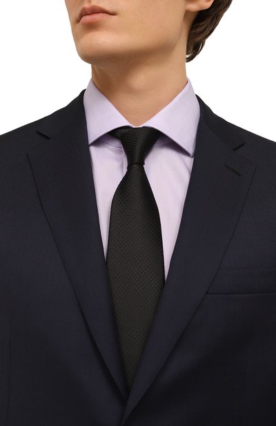 Шелковый галстук LANVIN черного цвета по цене 15400 руб., арт. 3162/TIE, фото 2 Шелковый галстук LANVIN, арт. 3162/TIE, фото 2