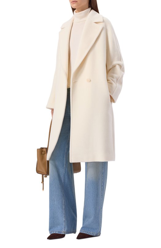 Шерстяное пальто Max Mara Studio T0KI0 Кремовый  T0KI0 Фото 2