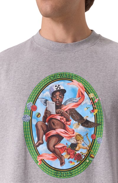 Хлопковая футболка OFF-WHITE, арт. 0MAA120S25JER002, фото 5