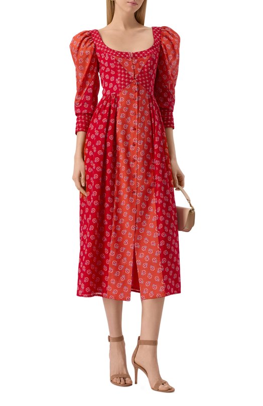 Хлопковое платье Ulyana Sergeenko ABM011SS24P 1772Т24 Красный  ABM011SS24P 1772Т24 Фото 2