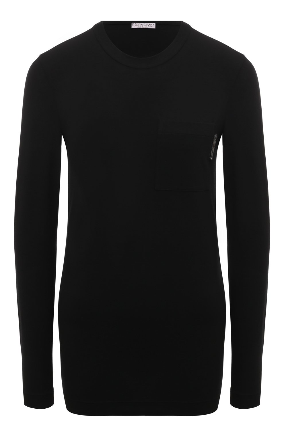 Хлопковый лонгслив BRUNELLO CUCINELLI черного цвета по цене 57850 руб., арт. MPT18BB310, фото 1 Хлопковый лонгслив BRUNELLO CUCINELLI, арт. MPT18BB310, фото 1