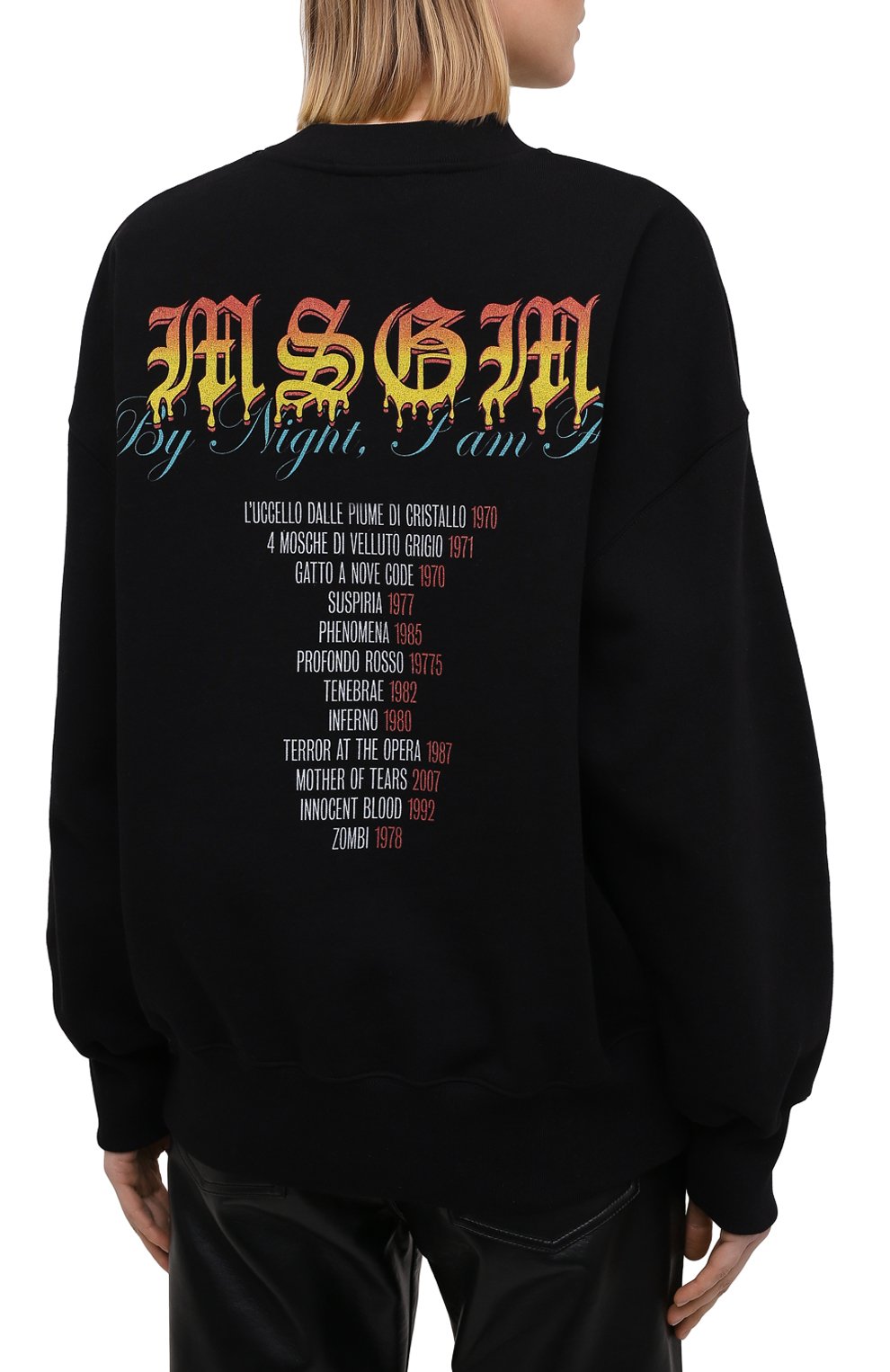 Хлопковый свитшот MSGM черного цвета по цене 15200 руб., арт. 2942MDM291 207999/CG, фото 4 Хлопковый свитшот MSGM, арт. 2942MDM291 207999/CG, фото 4
