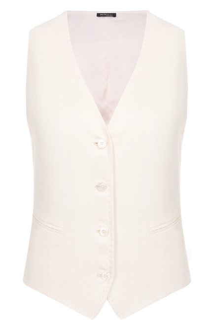 Женский жилет из вискозы KITON белого цвета, арт. D47456K0919B01 | Фото 1 (Драгоценные камни: Проставлено; Материал сплава: Проставлено; Длина (верхняя одежда): Короткие; Материал внешний: Вискоза)