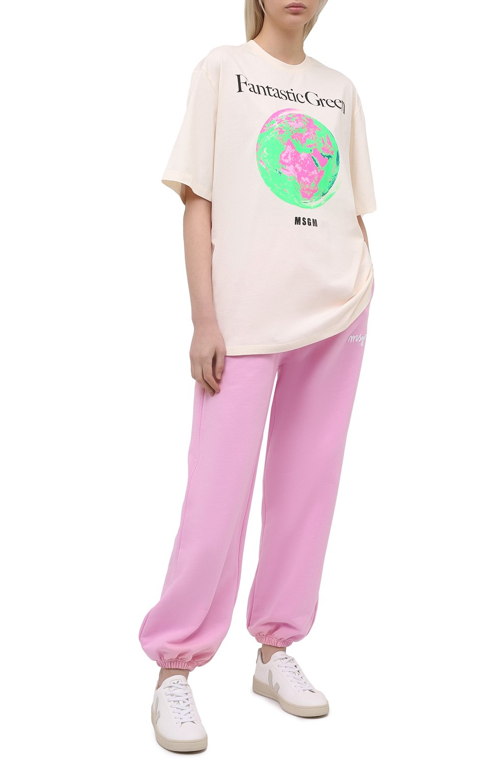 Хлопковые джоггеры MSGM светло-розового цвета по цене 24900 руб., арт. 3041MDP61 217299, фото 2 Хлопковые джоггеры MSGM, арт. 3041MDP61 217299, фото 2