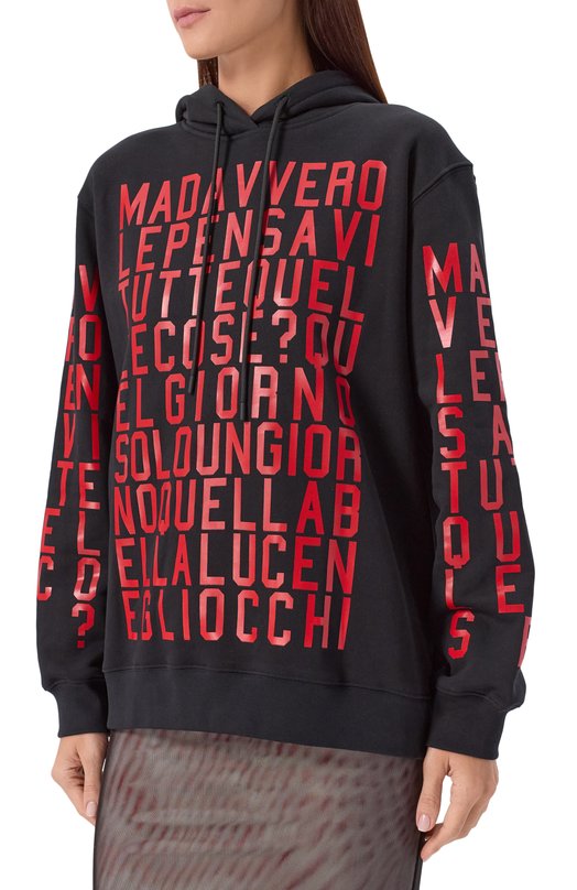 Хлопковое худи MSGM 3942MDM108N/257999 Чёрный  3942MDM108N/257999 Фото 3