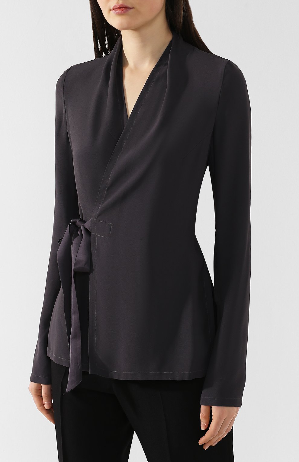 Блузка из вискозы RICK OWENS темно-серого цвета по цене 55350 руб., арт. RP19S6214/Y, фото 3 Блузка из вискозы RICK OWENS, арт. RP19S6214/Y, фото 3