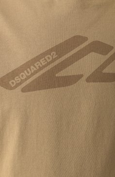 Мужская хлопковая футболка DSQUARED2 бежевого цвета, арт. S79GC0107/S24583 | Фото 6 (Рукава: 3/4; Материал внешний: Хлопок; Длина (для топов): Стандартные; Драгоценные камни: Проставлено; Материал сплава: Проставлено; Принт: С принтом; Стили: Спорт-шик; Кросс-КТ: Джерси; Мужское Кросс-КТ: Футболка-одежда)