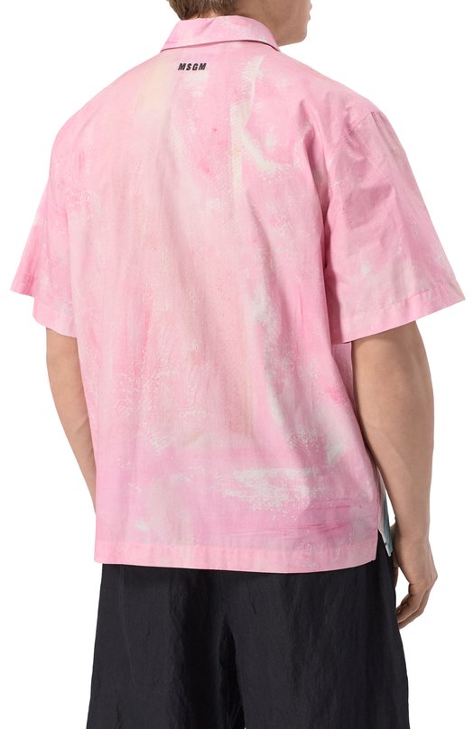 Хлопковая рубашка MSGM 3840ME15X/257054 Розовый  3840ME15X/257054 Фото 4