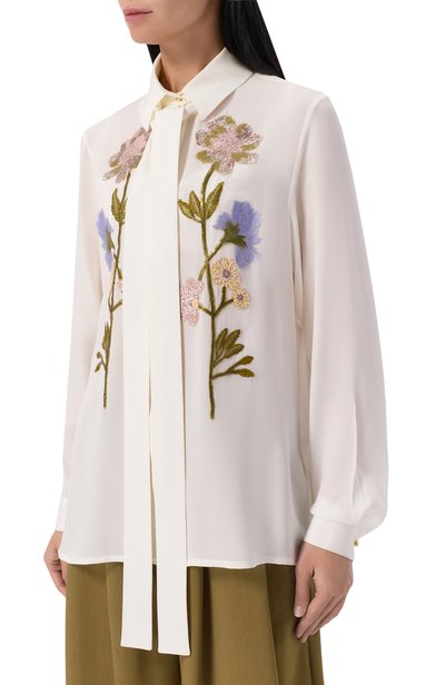 Шелковая блузка с отделкой пайетками ELIE SAAB белого цвета по цене 279000 руб., арт. SH000EP26/SI001, фото 3 Шелковая блузка с отделкой пайетками ELIE SAAB, арт. SH000EP26/SI001, фото 3