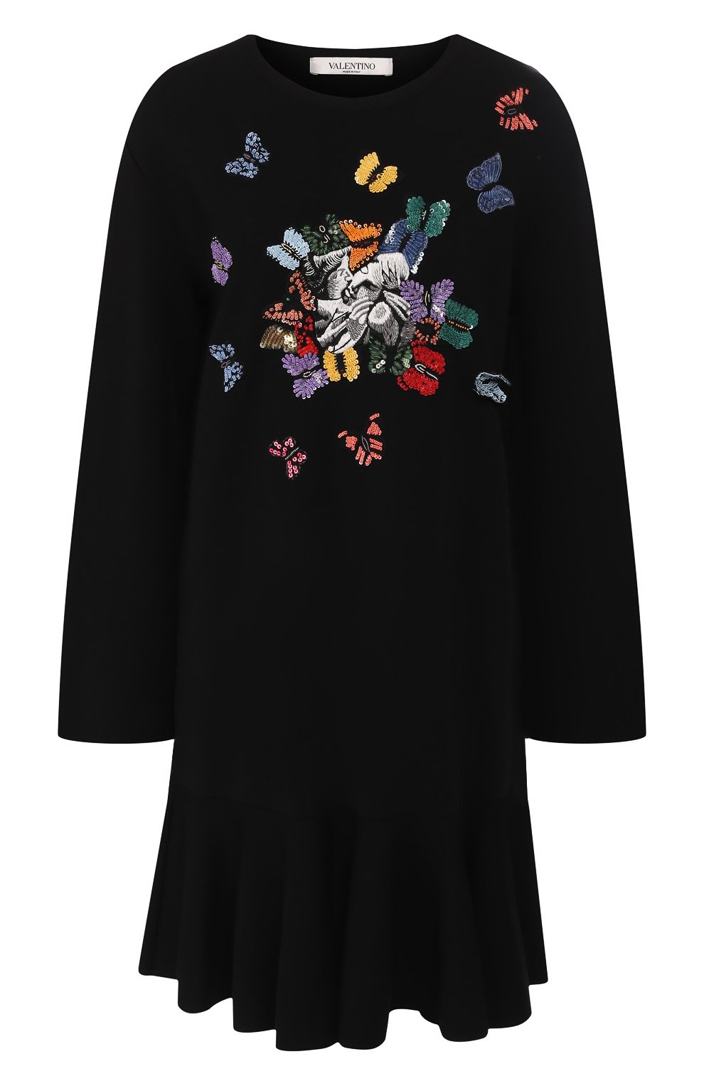 Платье из вискозы VALENTINO черного цвета по цене 376500 руб., арт. SB0KDA48500, фото 1 Платье из вискозы VALENTINO, арт. SB0KDA48500, фото 1