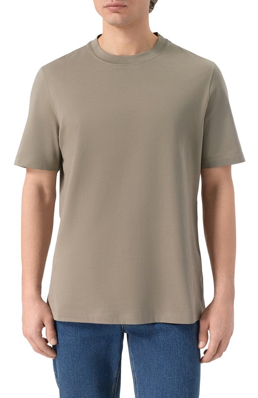 Хлопковая футболка Brunello Cucinelli M0B131308 Хаки  M0B131308 Фото 3