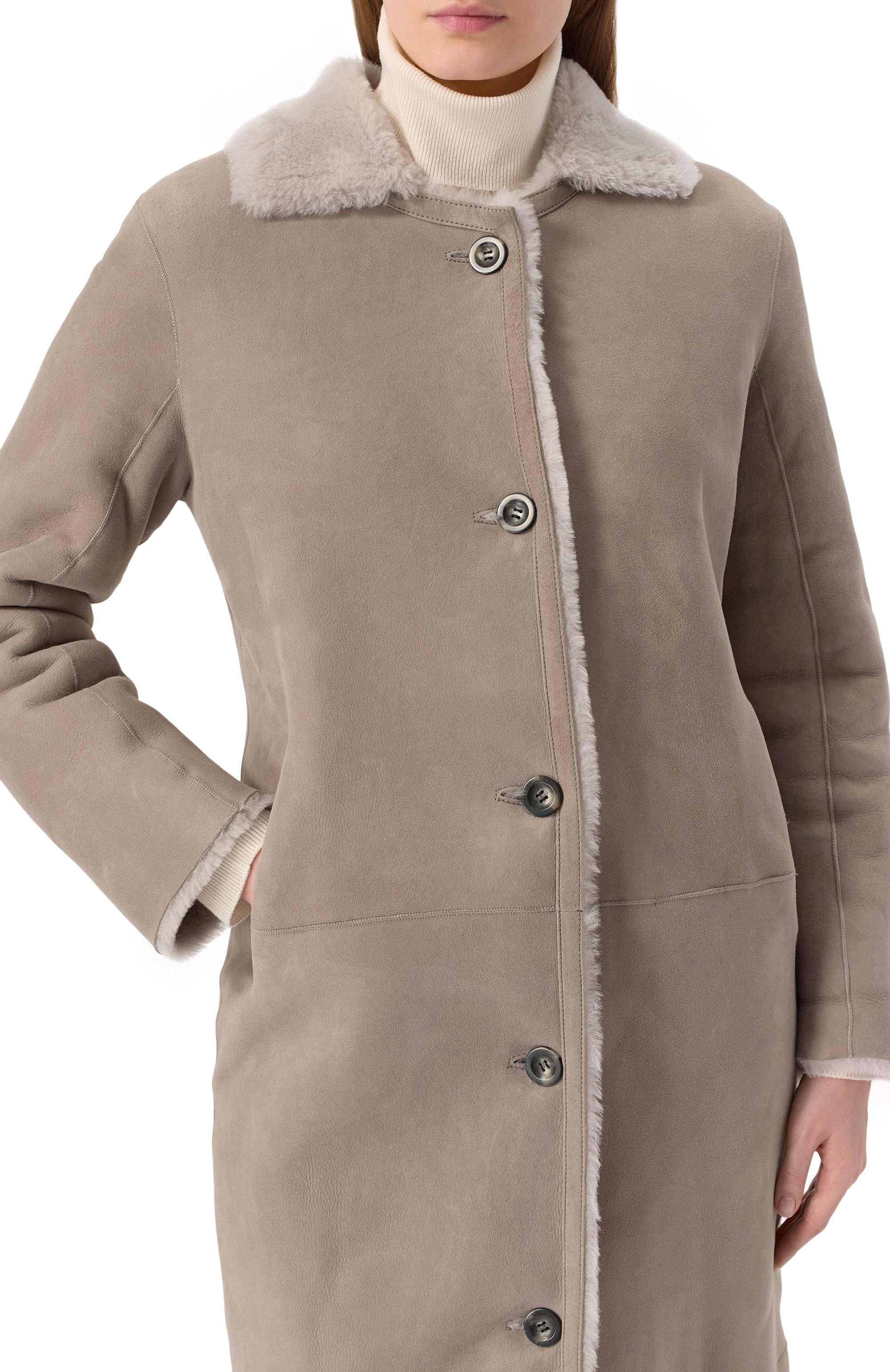 Двусторонняя дубленка из овчины LUDA NIKISHINA, арт. FC/MIKH/ZM-MR/LIGHTGREY, фото 5