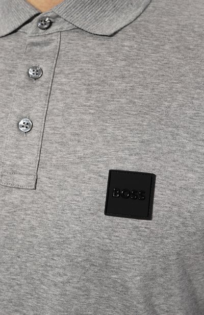 Хлопковое поло BOSS серого цвета по цене 18600 руб., арт. 50485162, фото 5 Хлопковое поло BOSS, арт. 50485162, фото 5