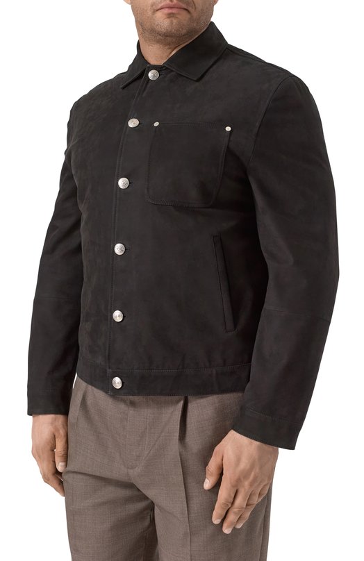 Куртка-рубашка из нубука Brunello Cucinelli MPNAB2029 Чёрный  MPNAB2029 Фото 3