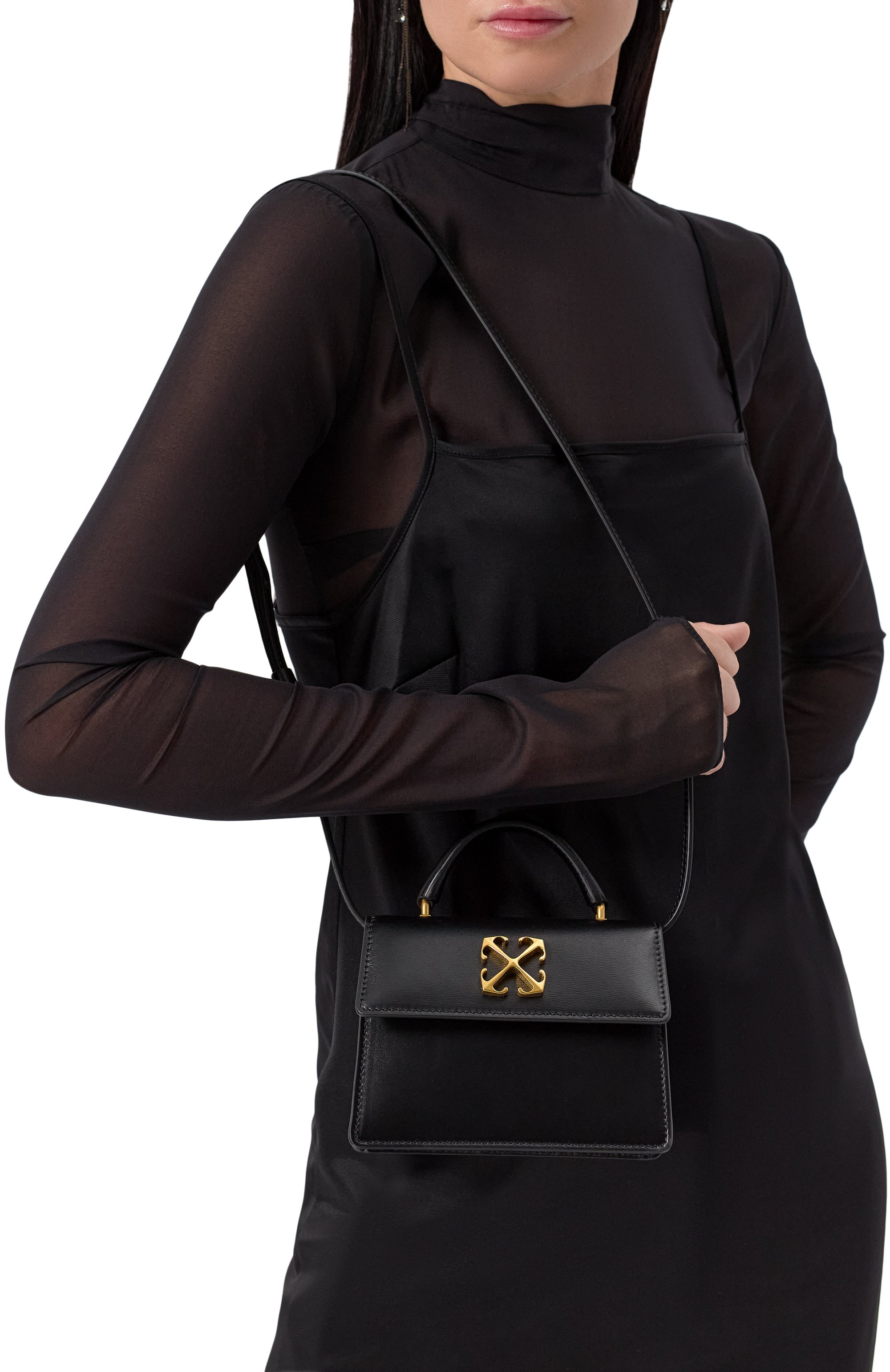 Сумка jitney baby OFF-WHITE черного цвета по цене 89950 руб., арт. 0WNP063C99LEA001, фото 2 Сумка jitney baby OFF-WHITE, арт. 0WNP063C99LEA001, фото 2