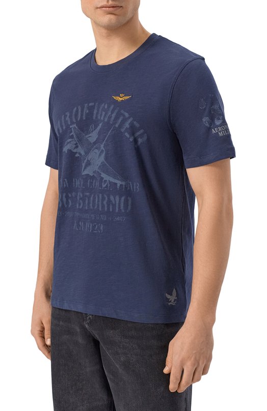 Хлопковая футболка Aeronautica Militare TS2525UJ00686 Синий  TS2525UJ00686 Фото 3
