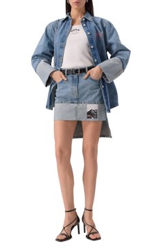 Женская джинсовая юбка M05CH1NO JEANS голубого цвета, арт. A0112/3217 | Фото 2 (Длина Ж (юбки, платья, шорты): Мини; Материал внешний: Деним, Хлопок; Кросс-КТ: Деним; Стили: Гранж)