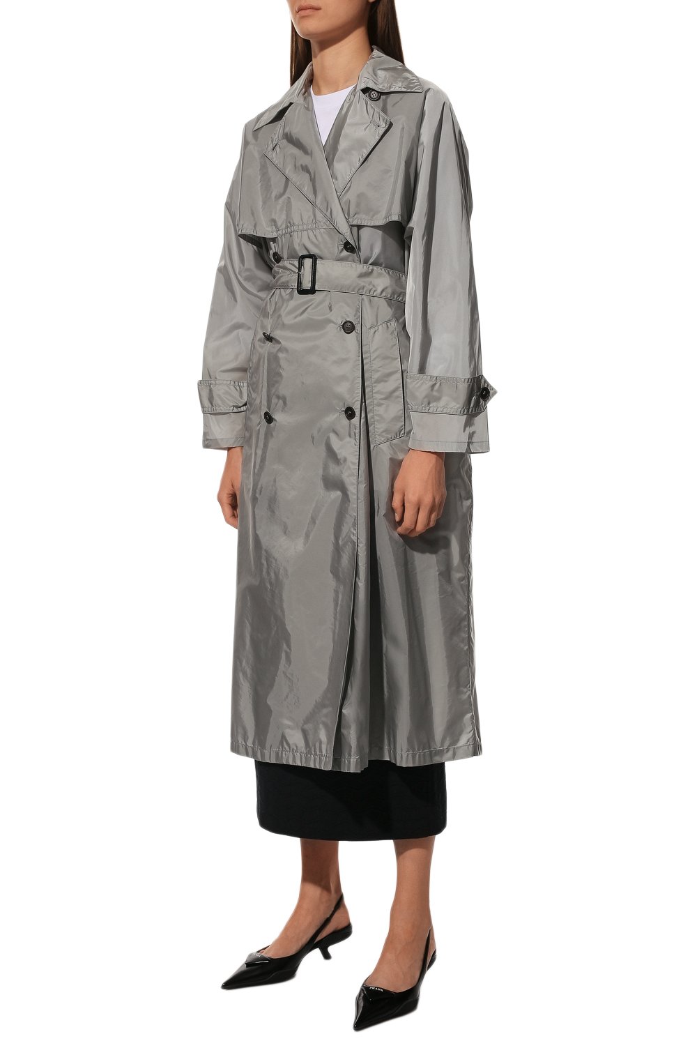 Тренч PRADA серого цвета по цене 200000 руб., арт. 291168-1WQ9-F0193-201, фото 3 Тренч PRADA, арт. 291168-1WQ9-F0193-201, фото 3